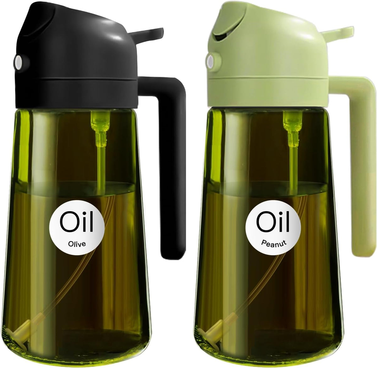 YARRAMATE 16oz/470ml 2PCS Light Blockage Dark Oil Sprayer for Cooking, 2 in 1 Olive Oil Dispenser