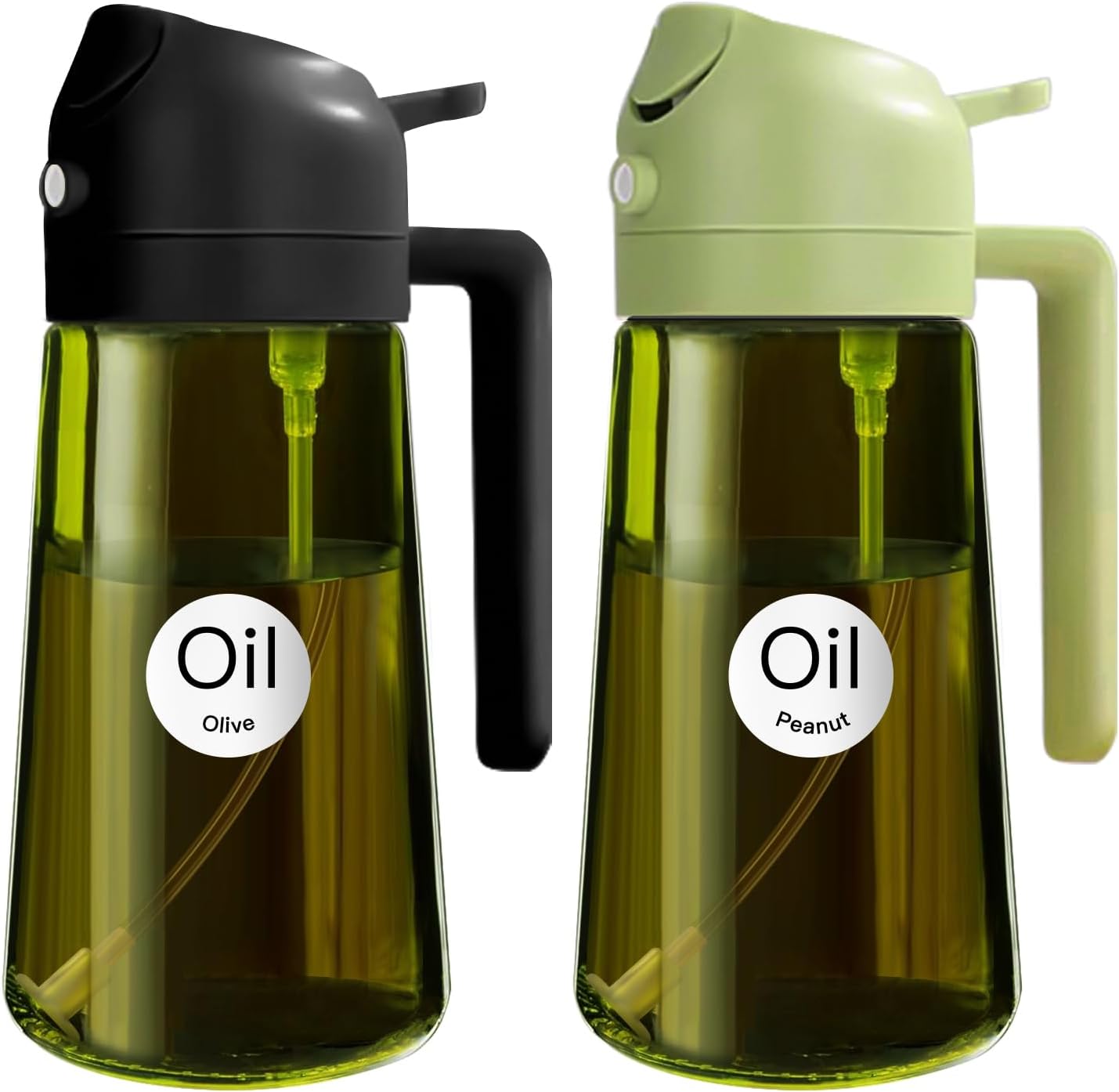 YARRAMATE 16oz/470ml 2PCS Light Blockage Dark Oil Sprayer for Cooking, 2 in 1 Olive Oil Dispenser