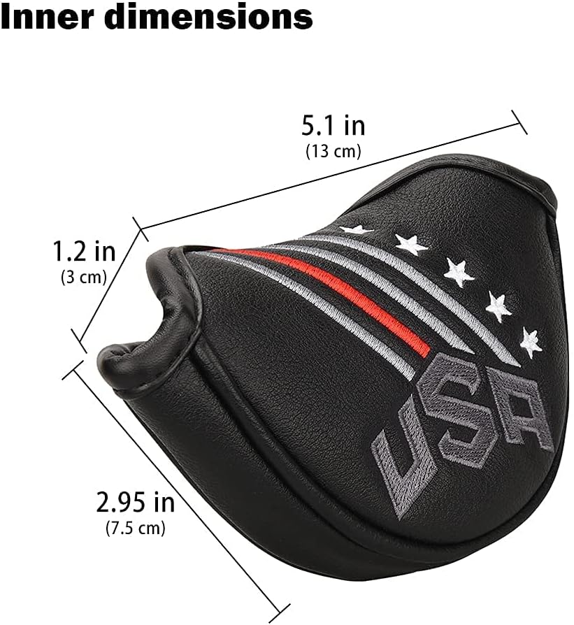 BIG TEETH Putter Cover Mallet Putter Cover Half Mallet Small Golf Headcover, Mini Club Head