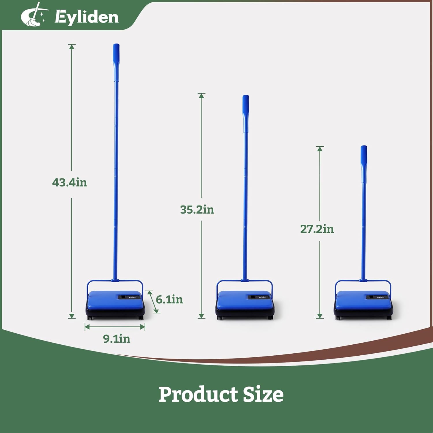 Eyliden Carpet Sweeper, Mini Size Lightweight Hand Push - No Noise, Non-Electric, Easy Manual