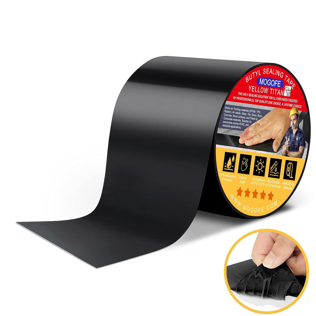 RV Roof Sealant Tape Black, 4 Inch x 50 Feet RV Repair Roof Sealer Seal Tape UV-Resistant
