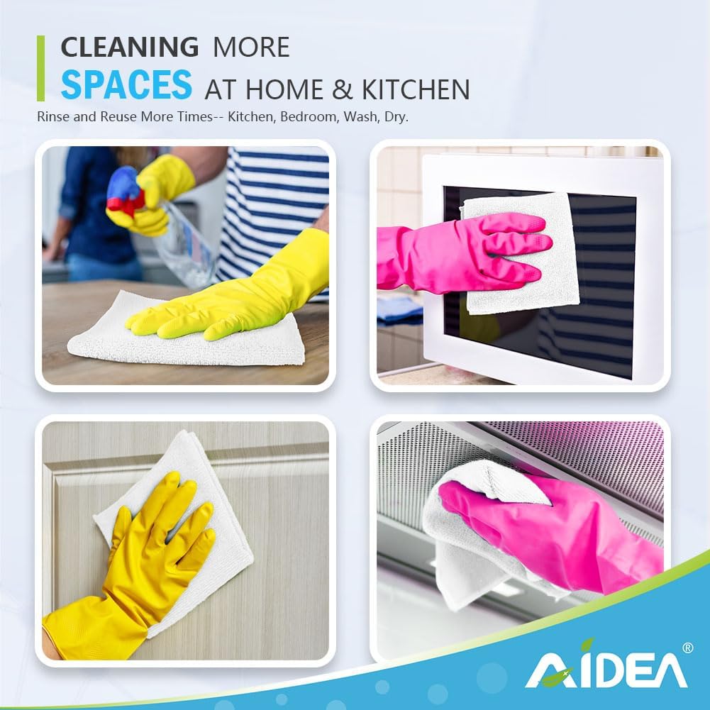 AIDEA Microfiber Cleaning Cloth 100PK, Soft Microfiber Towels for Cars, Absorbent Cleaning Rags