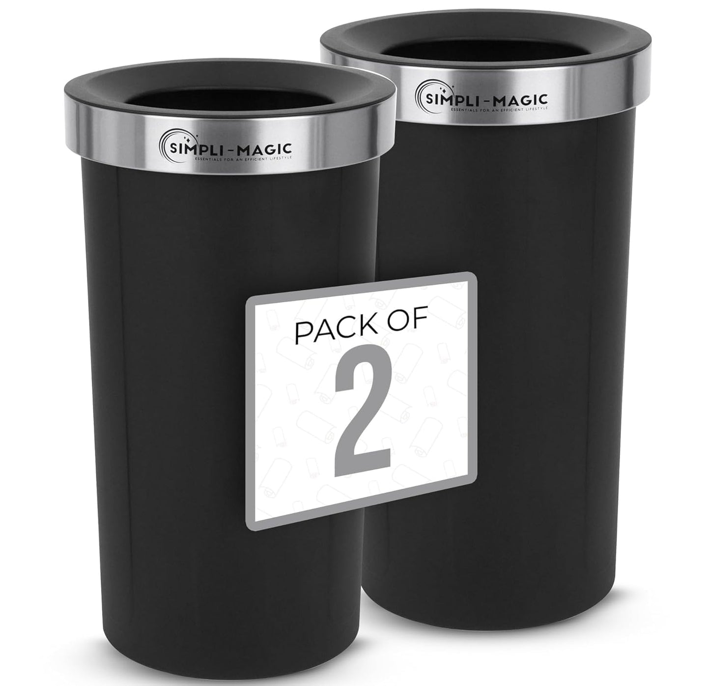 SIMPLI-MAGIC 16 Gallon (60L) Open Top Trash Can – Round Commercial Trash Can – Smudge-Resistant