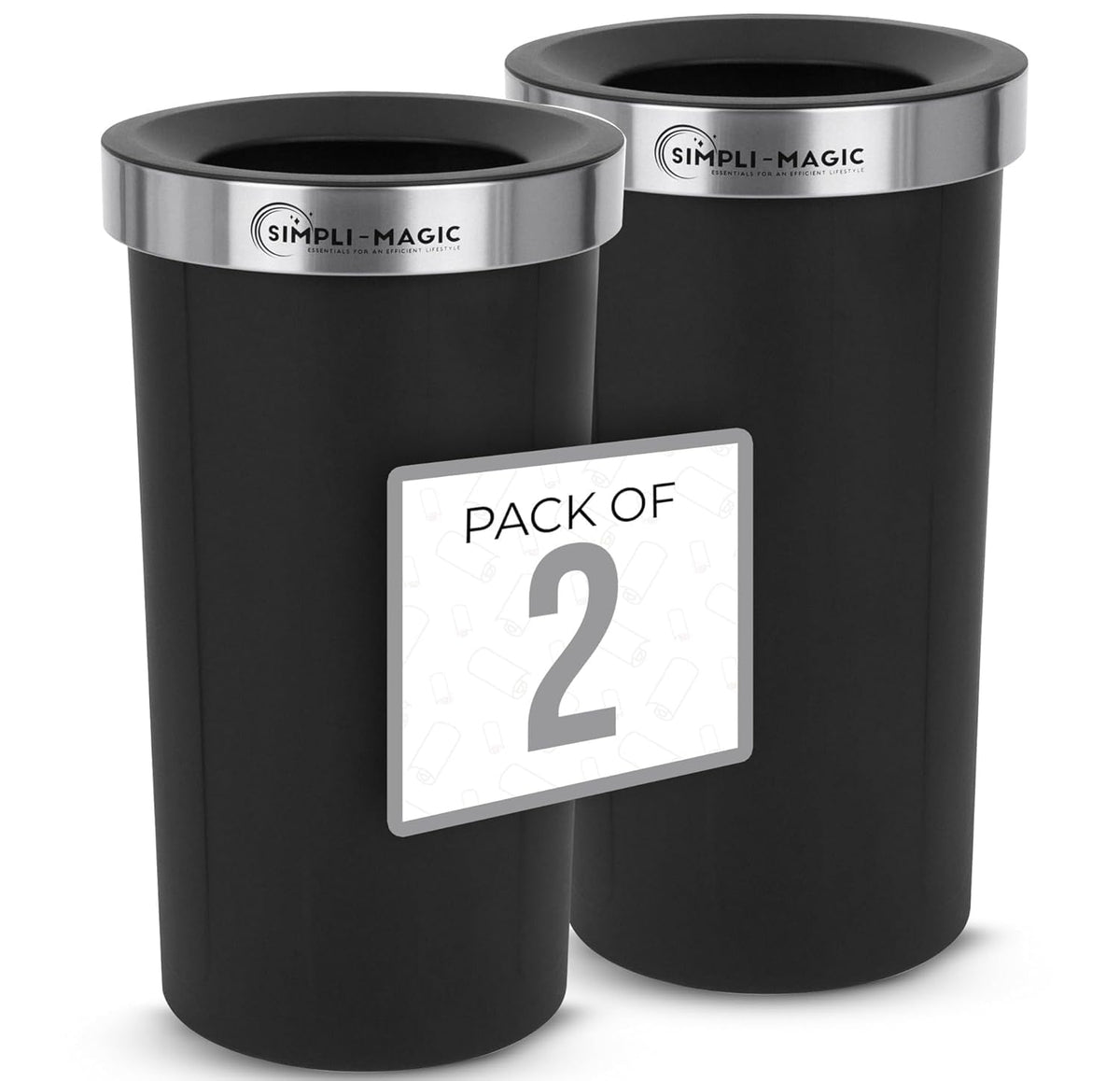SIMPLI-MAGIC 16 Gallon (60L) Open Top Trash Can – Round Commercial Trash Can – Smudge-Resistant