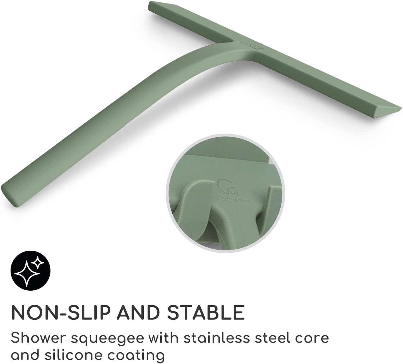 GÜTEWERK Shower Squeegee for Glass Doors, Silicone Window Squeegee, Bathroom and Glass Cleaning