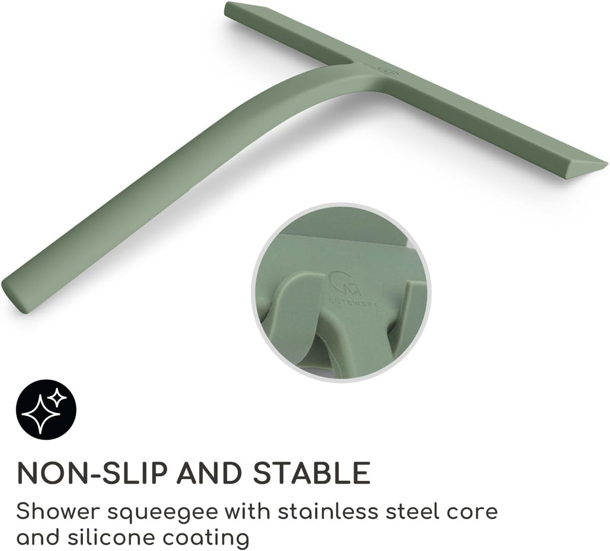 GÜTEWERK Shower Squeegee for Glass Doors, Silicone Window Squeegee, Bathroom and Glass Cleaning
