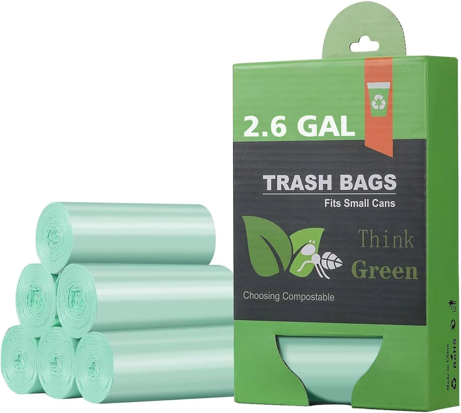 AYOTEE Small Trash Bags 2.6 Gallon Compostable Trash Bags Bathroom Wastebasket Can Liners, 125