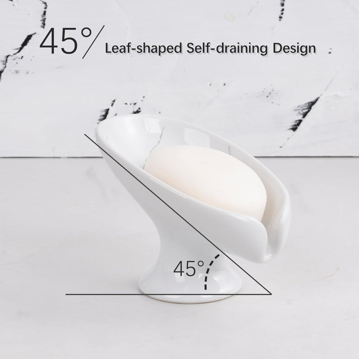 Soap Dish Set, Self Draining Bar Soap Holder for Bathroom Sink, Leaf Shaped Drainage Soap Dish
