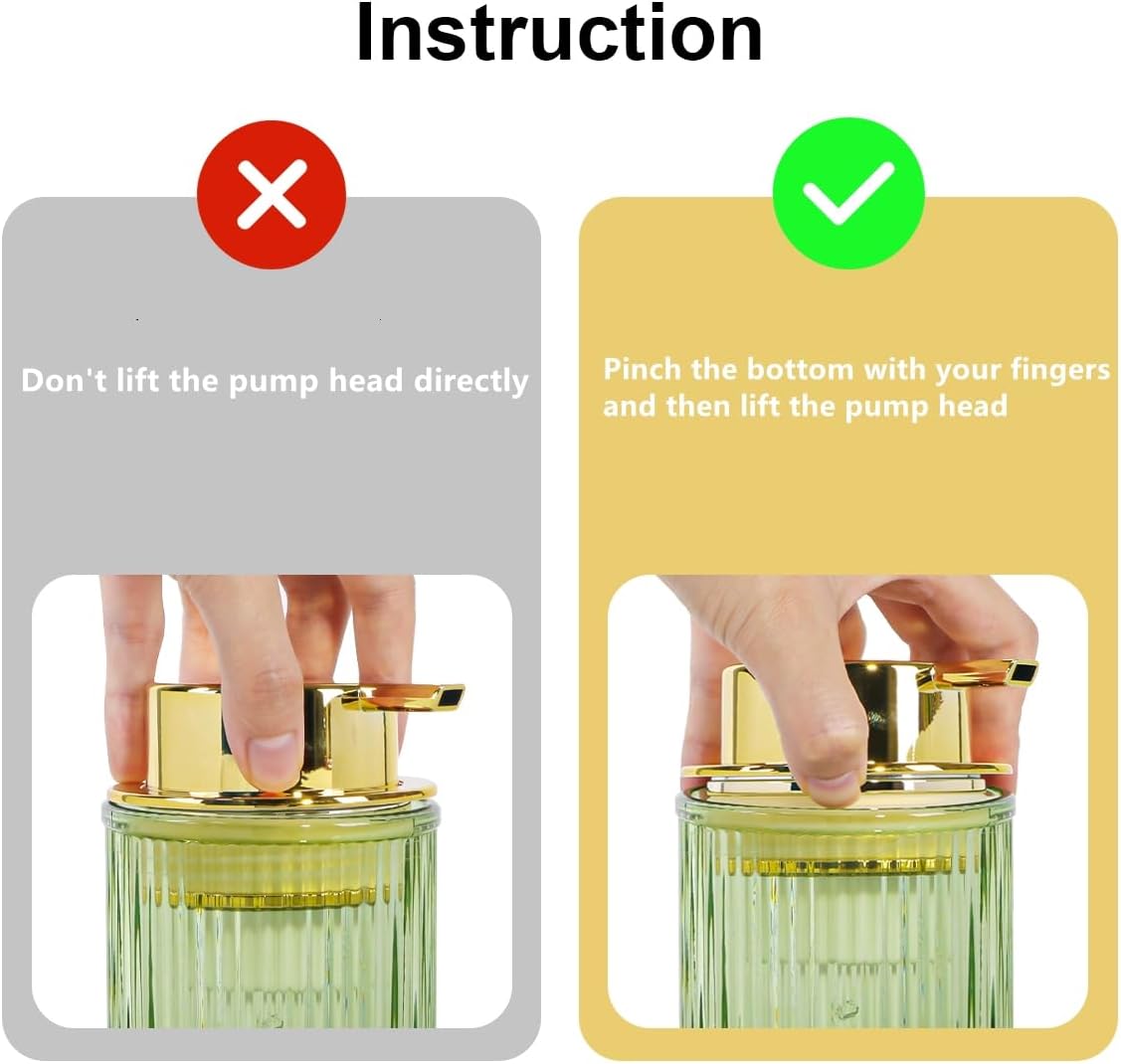 Green Foaming Soap Dispenser, Glass Foam Hand Soap Dispenser with Gold Pump, 12 Oz Bathroom