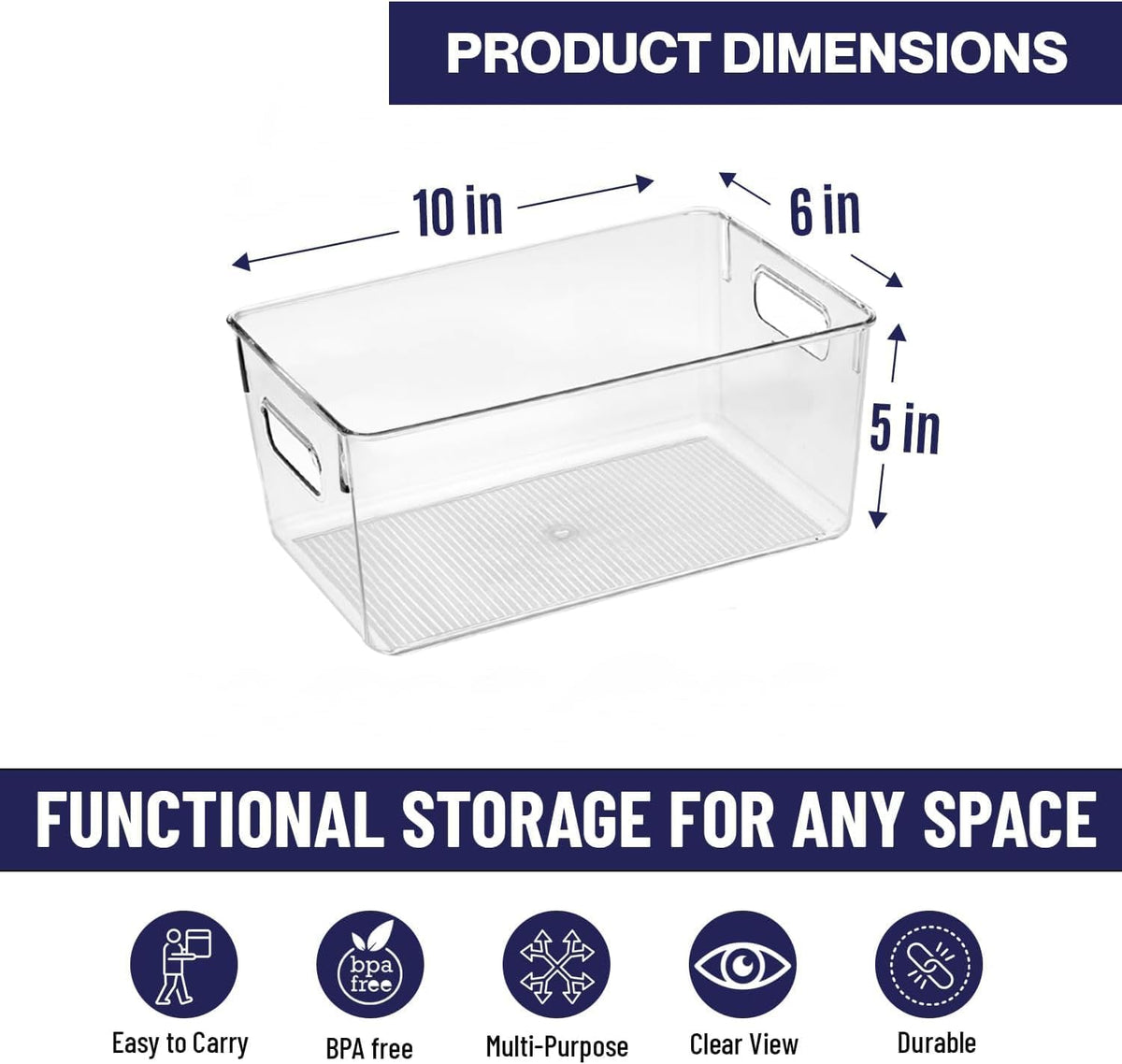 Clear Plastic Storage Bins, Pantry Organizers and Storage Containers Fridge Organizer Bins for