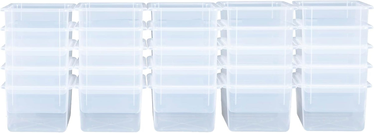 Wood Designs Cubby Storage Bin, Heavy Duty Plastic Containers for Kids Translucent Clear Cubby Tray