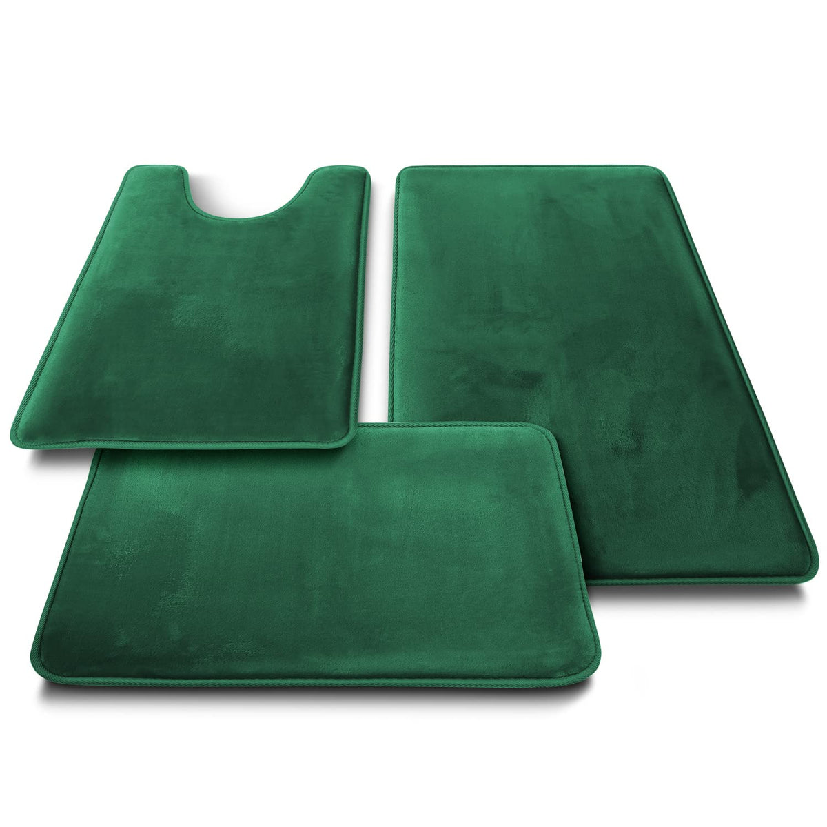 Clara Clark 3 Piece Bathroom Rugs Bath Mat Set, Velvet Memory Foam Bath Mats for Bathroom