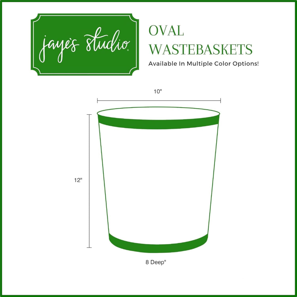 Jaye's Studio Mattie Oval Waste Basket for Bathroom Decorative, Gold Trim & Finish, Hand-Painted