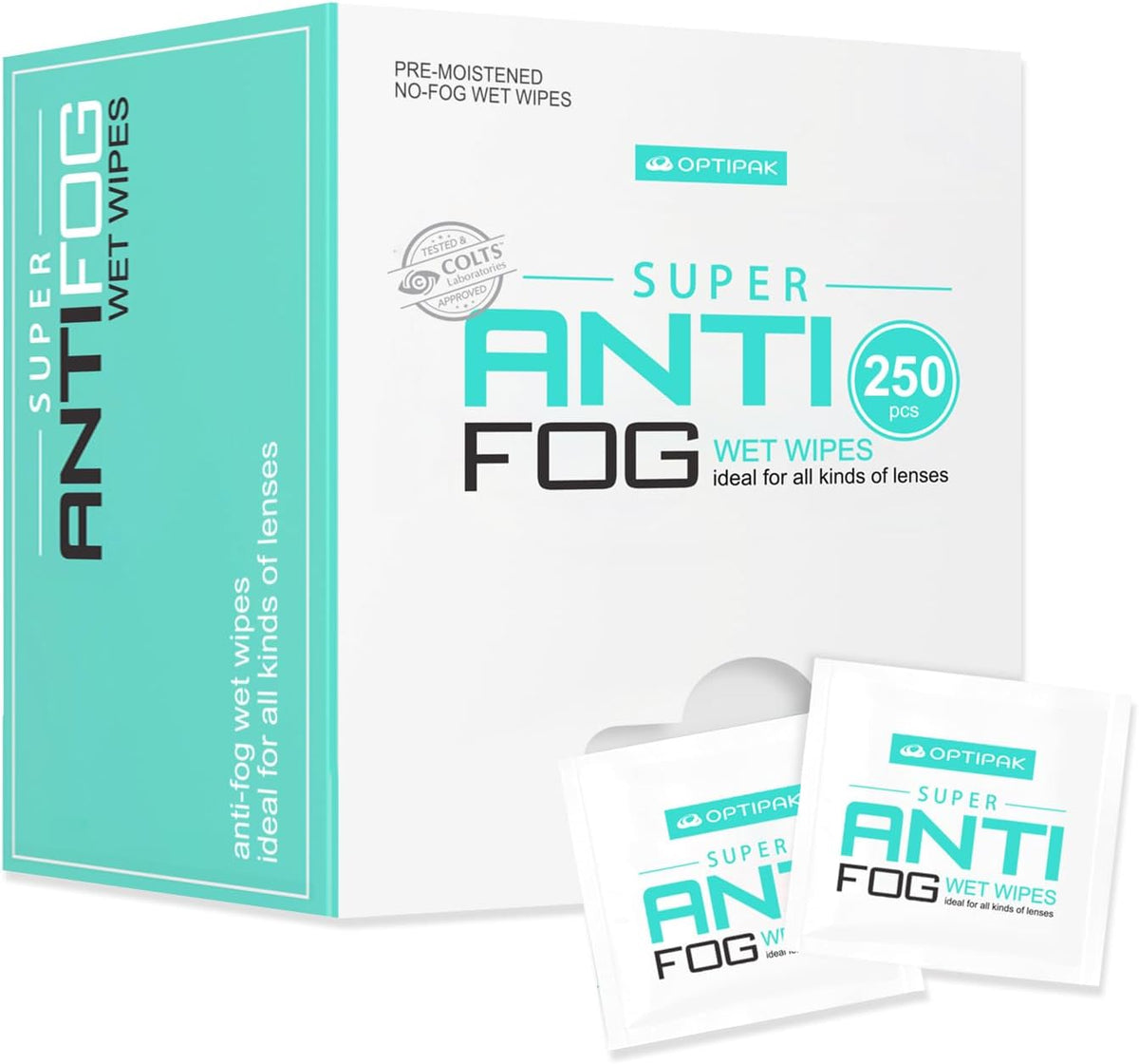 Anti Fog Wipes for Glasses, Binoculars, Face Shields, Ski Masks or Swim Goggles | Pre-Moistened