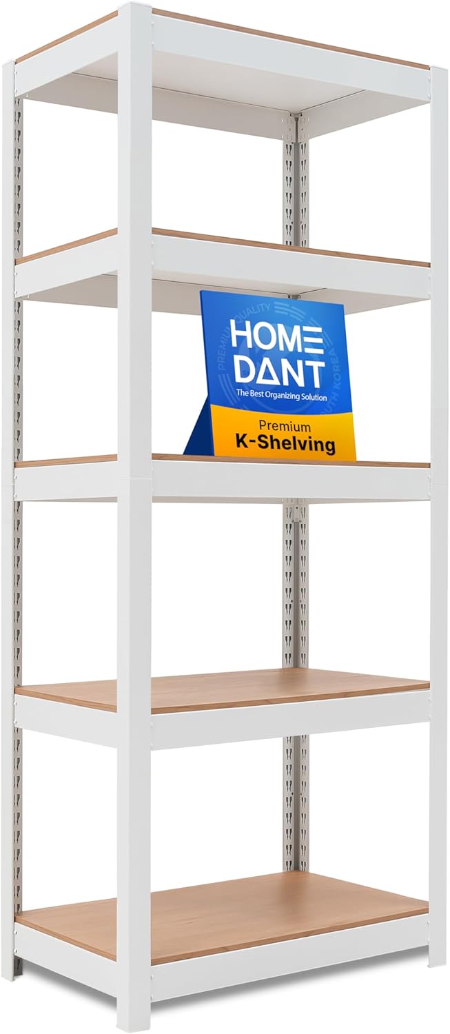 HOMEDANT House 5 Tier 24.1" W Laminated Metal Shelving Unit Adjustable Storage Utility Rack Heavy