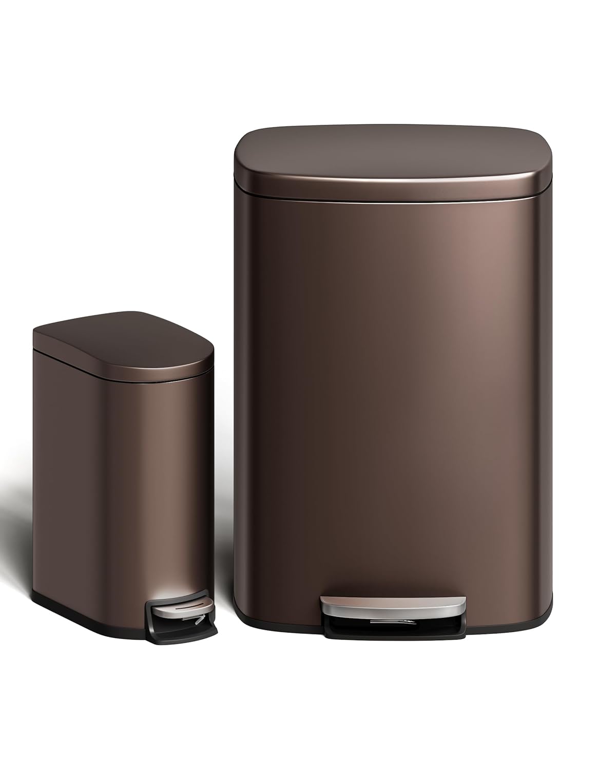 Garvee 13 Gal (50L) and 2.6 Gal (10L) Metal Trash Can Combo Set, Rustproof Garbage Can with Lid
