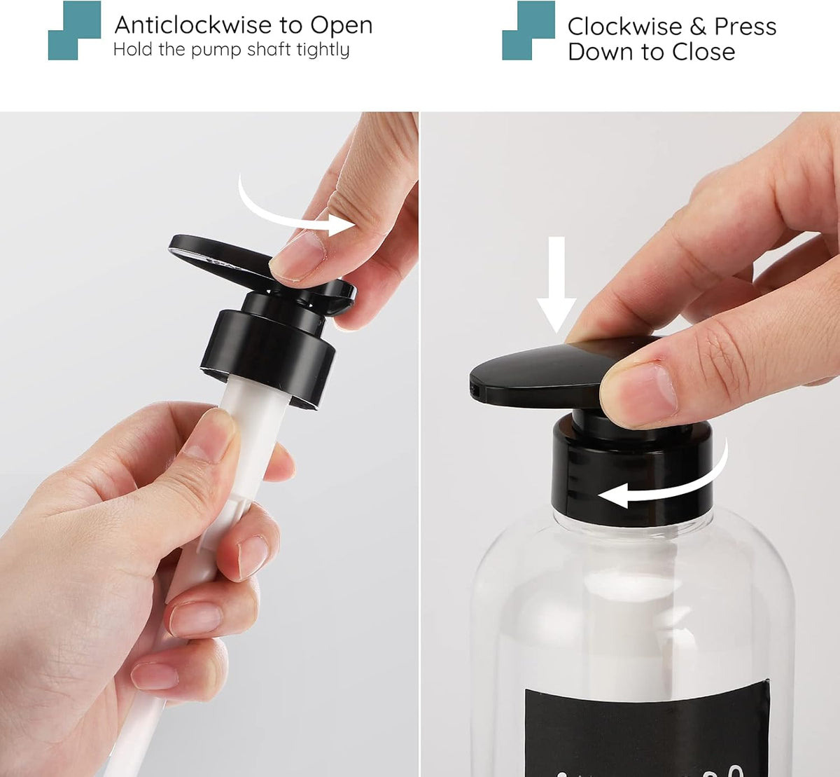 Segbeauty 3pcs Refillable Shower Bottles, 500ml Each - Large Plastic Dispensers with Pump for