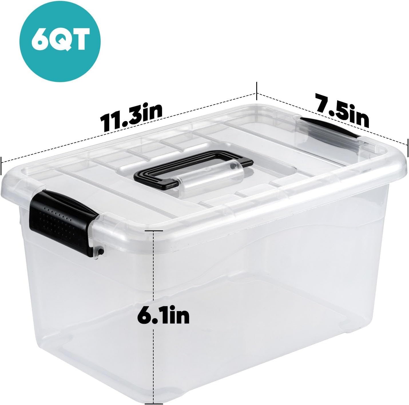 Nazhura Plastic Storage Bin, Stackable and Nestable Storage Boxes with White Lids and Secure