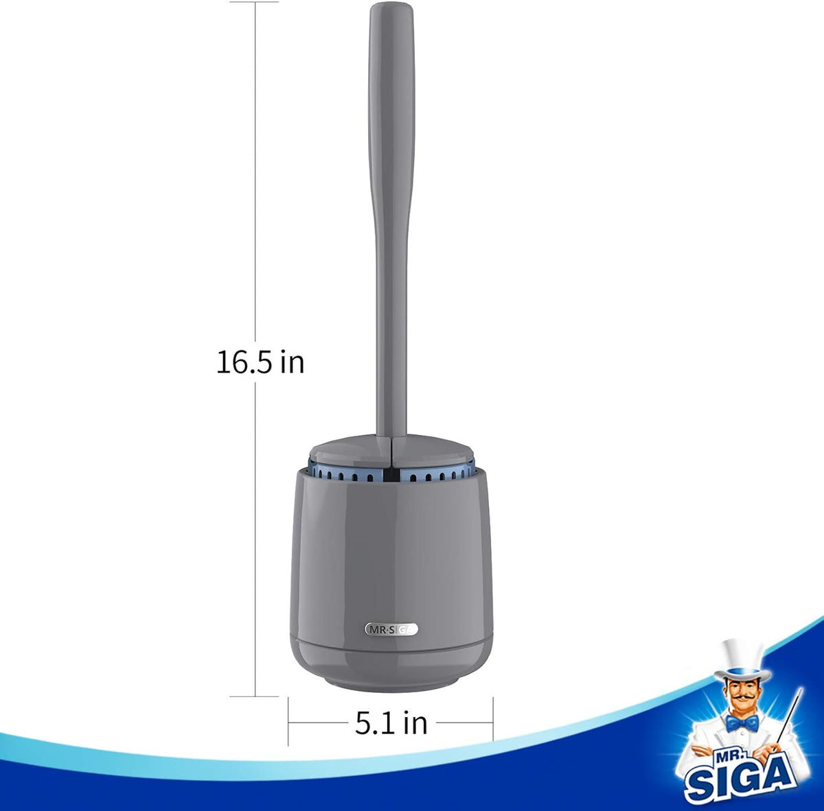 MR.SIGA Toilet Bowl Brush and Holder, Premium Quality, with Solid Handle and Durable Bristles for