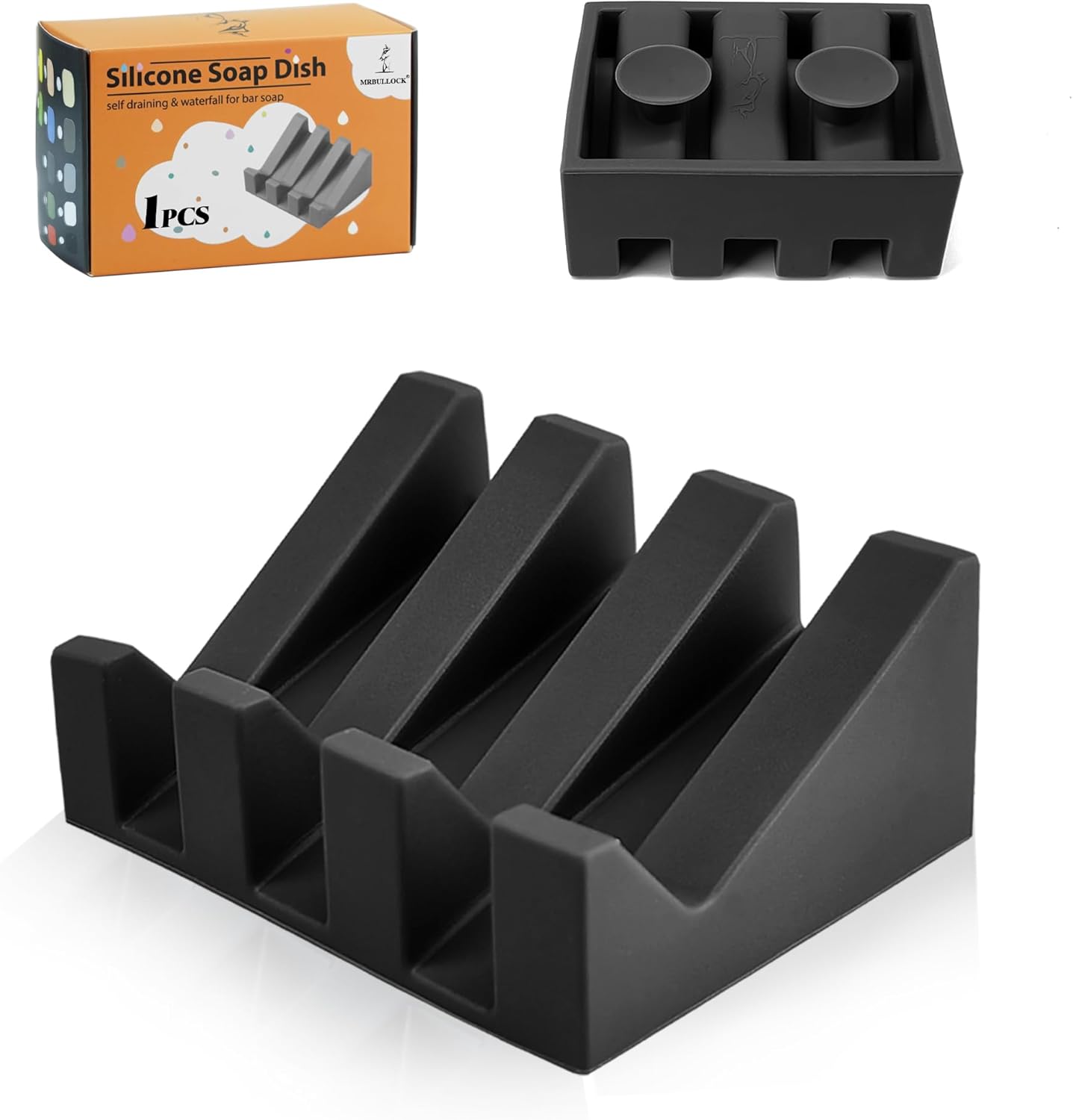 Silicone Soap Dish for Bar Soap Holder for Shower Bathroom Self Draining Waterfall Drying Tray Keep