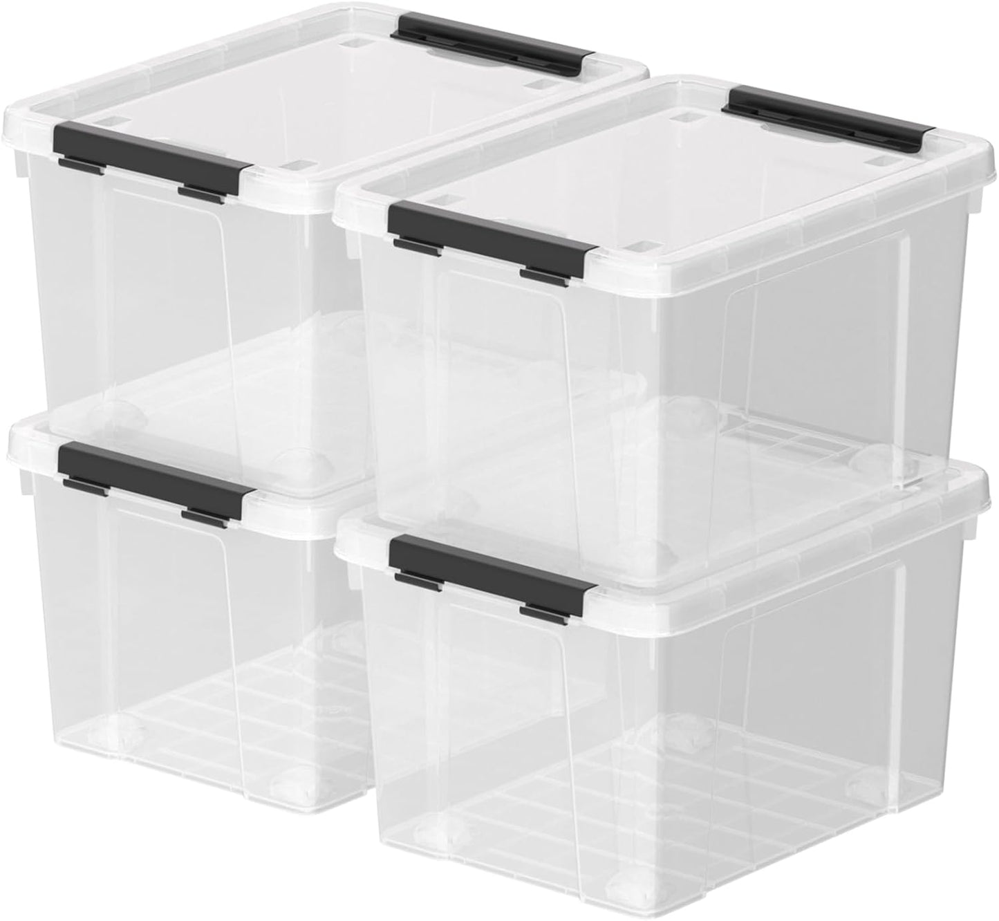 Zopnny 52 Quart Stackable Plastic Storage Bins with Latching Lids, Large Rolling Storage