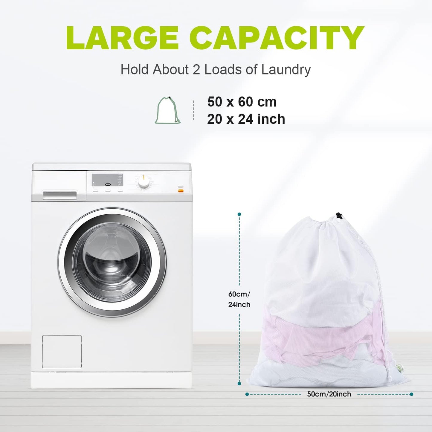 OTraki 2 Pack Mesh Laundry Bag, 20x24 Inch Heavy Duty Laundry Fine Mesh Bags Dirty Clothes