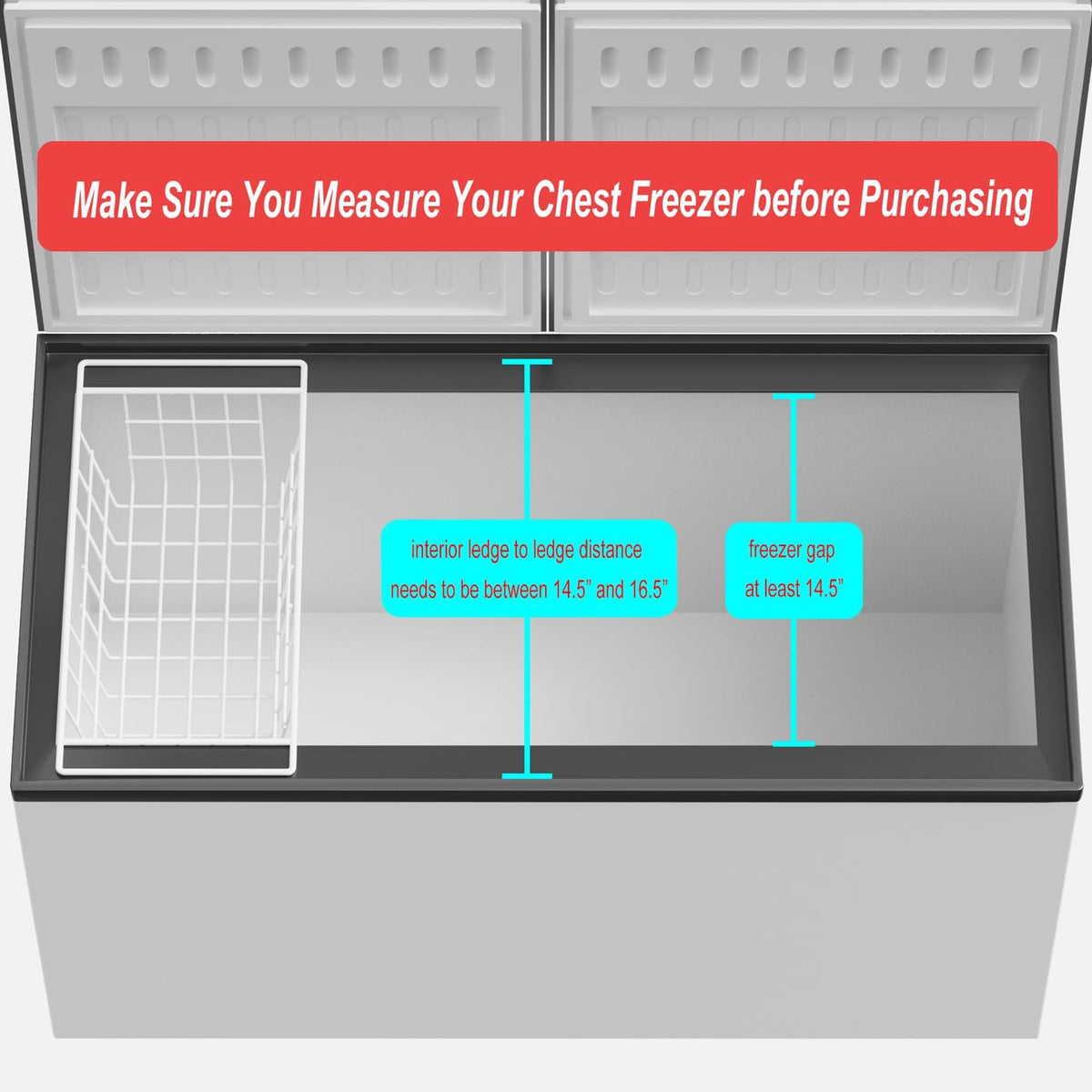 SANNO Chest Freezer Baskets Organizer, Deep Freezer Baskets Bin Sturdy Metal Wire freezer storage