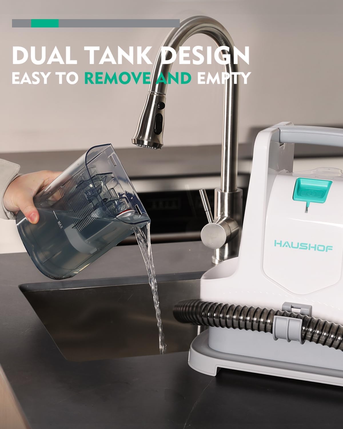 HAUSHOF Portable Carpet Spot and Upholstery Cleaner, Lightweight Handheld Deep Cleaner Machine for