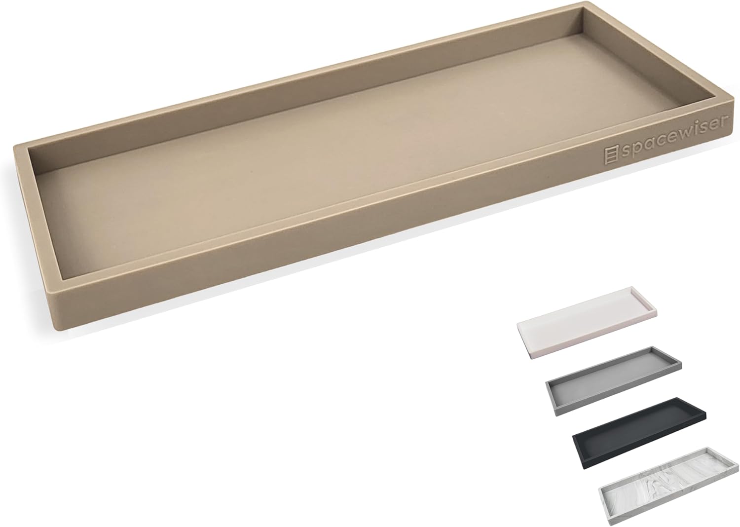 Countertop and Vanity Tray - 11.7" Silicone Bathroom Tray, Flexible Dish Soap Holder for Kitchen