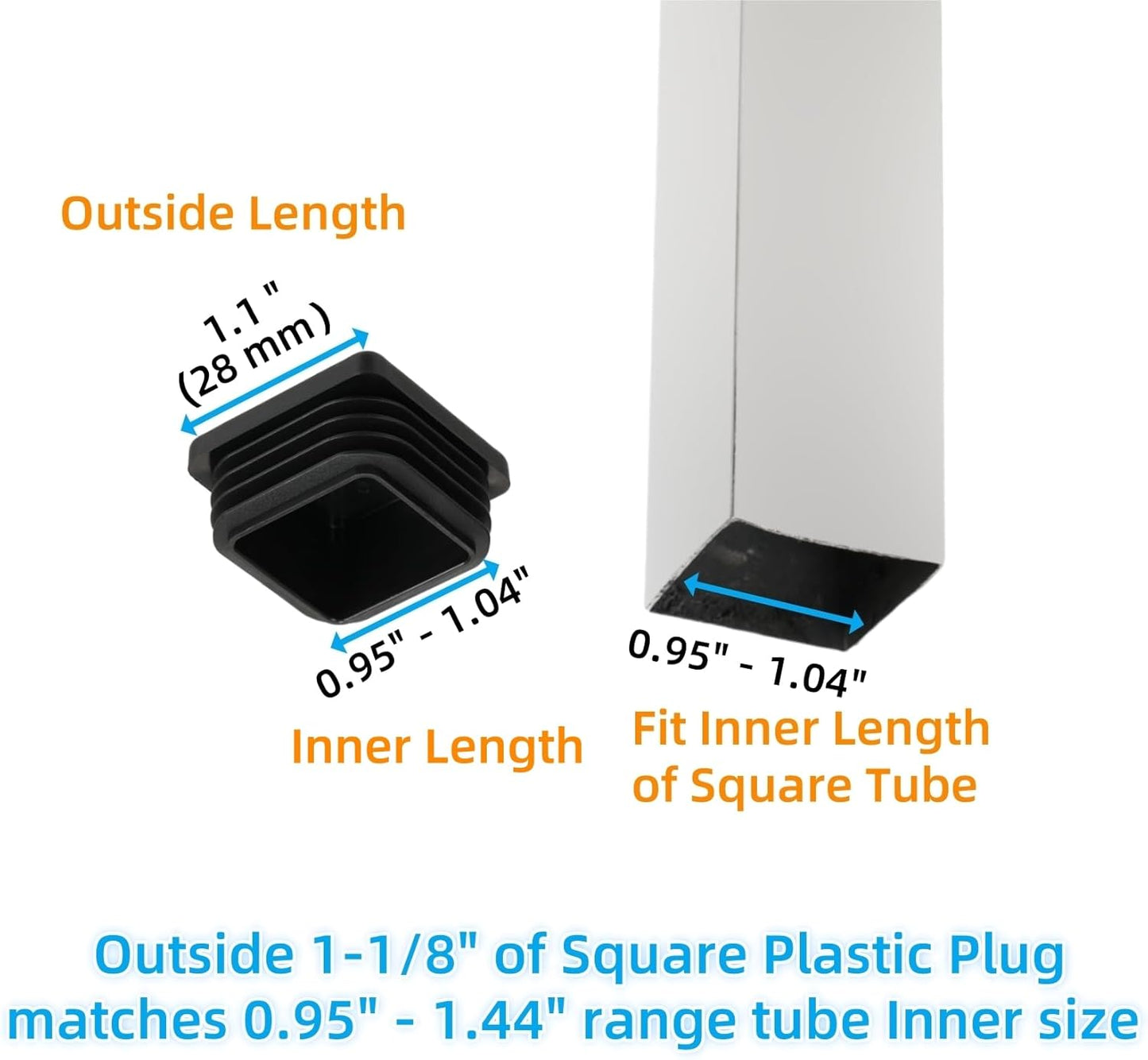 Furnigear Plastic Plugs Tubing End Cap Chair End Caps Outside Bottom Tubing Caps Square Furniture