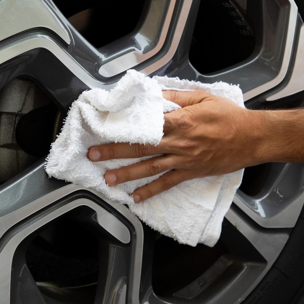 PRO SOURCE Low-Lint Virgin White 100% Cotton Terry Cloth Bar Mop Shop Towels, Absorbent & Washable:
