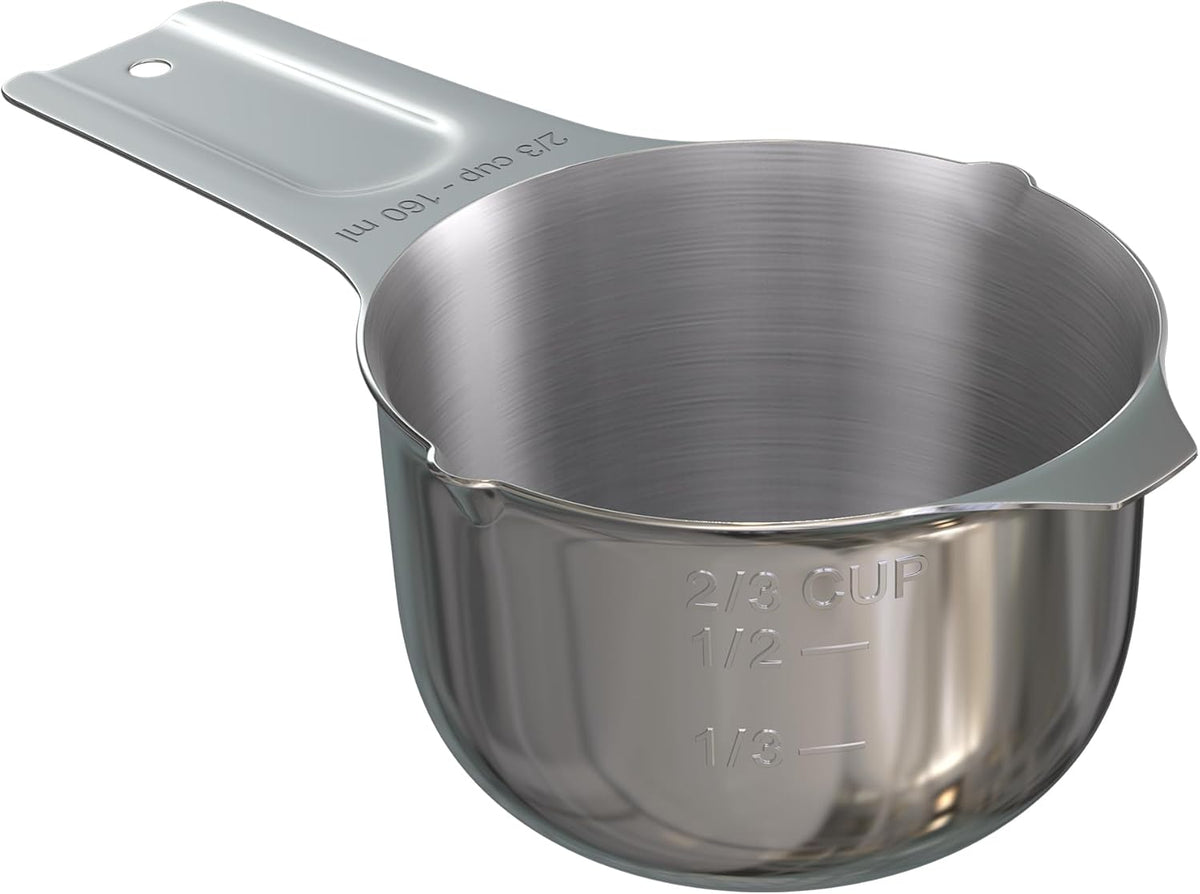 Color Up ⅔ Cup Measuring Cup (160 ml) – Premium Chrome Stainless Steel, Accurate for Wet & Dry