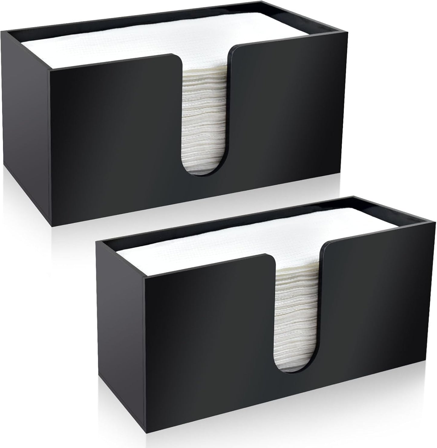 2Pack Paper Towel Holder Countertop, Black Acrylic Napkin Dispenser, Multifold Paper Towel