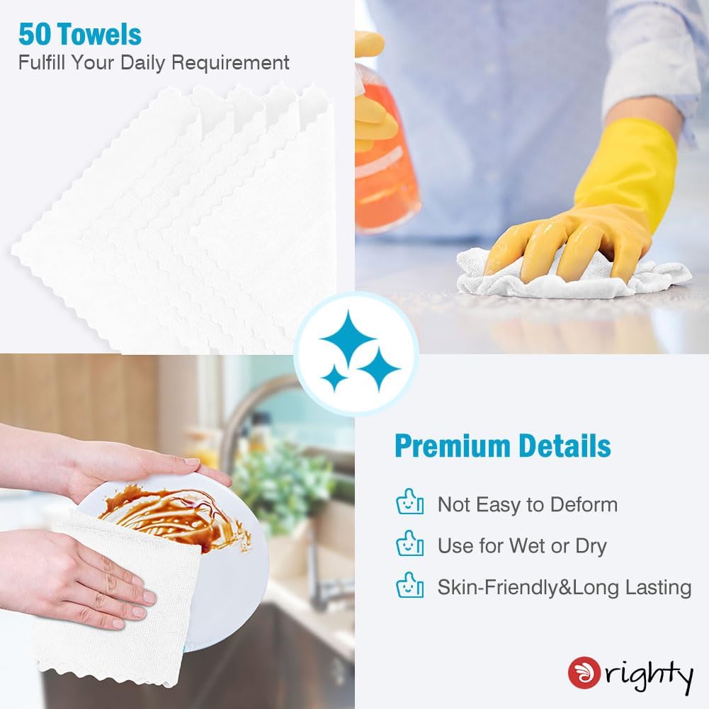 Orighty Cleaning Cloths, Shop Towels 50 Pack, Shop Rags Reusable, Microfiber Cleaning Rags Bulk for