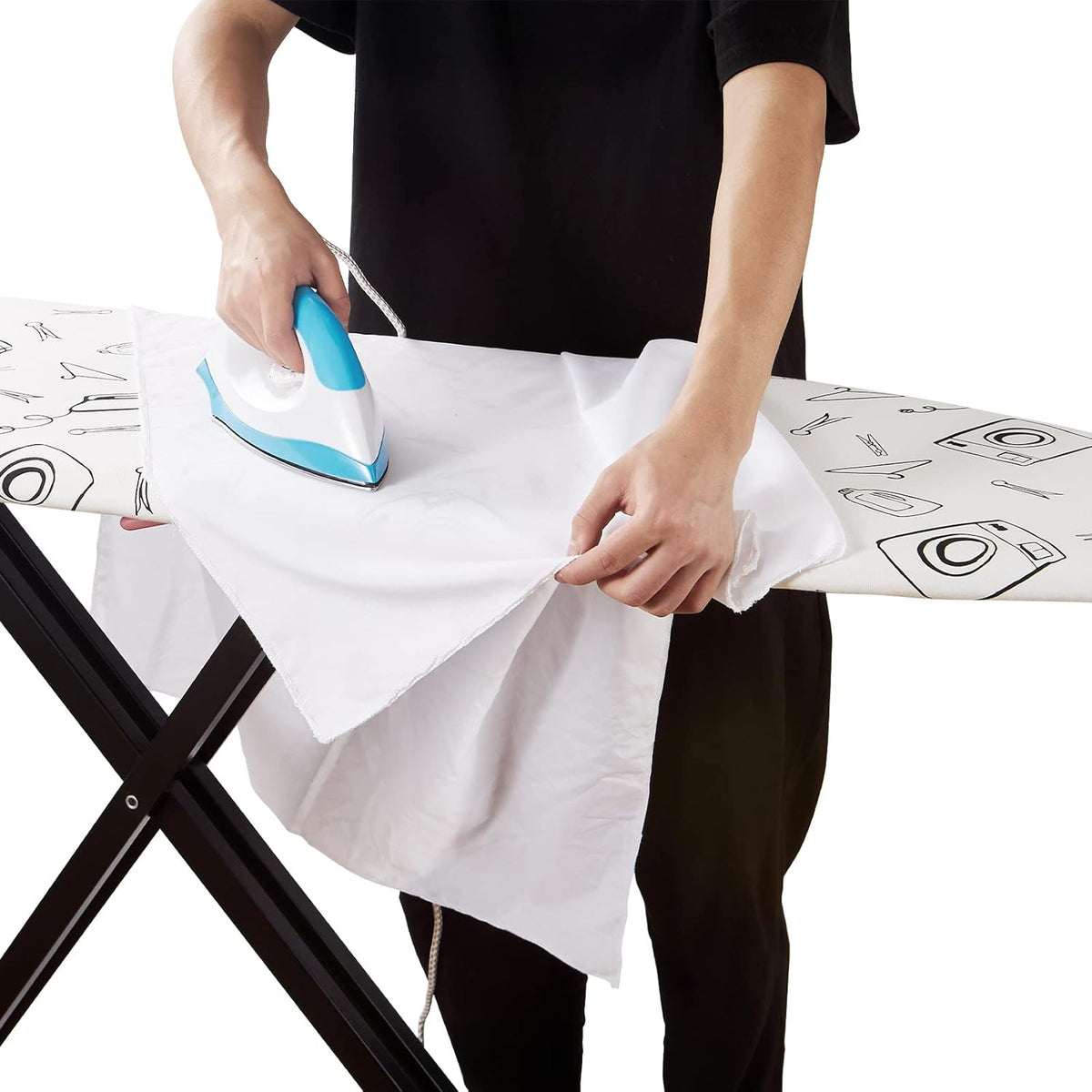 Wide Ironing Board Cover and Pad 18 x 49 inch Heat Reflective with Hook and Loop Fasteners, Thick