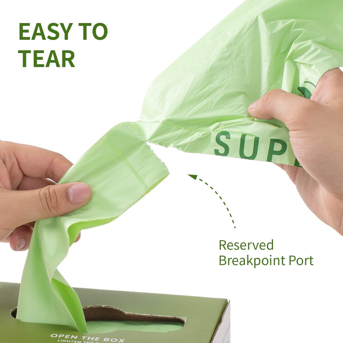 SUPERBIO 2.6 Gallon Compostable Bags, 100 Count, 2 Pack, 9.84L, Handle Tie Food Waste Bags, BPI and