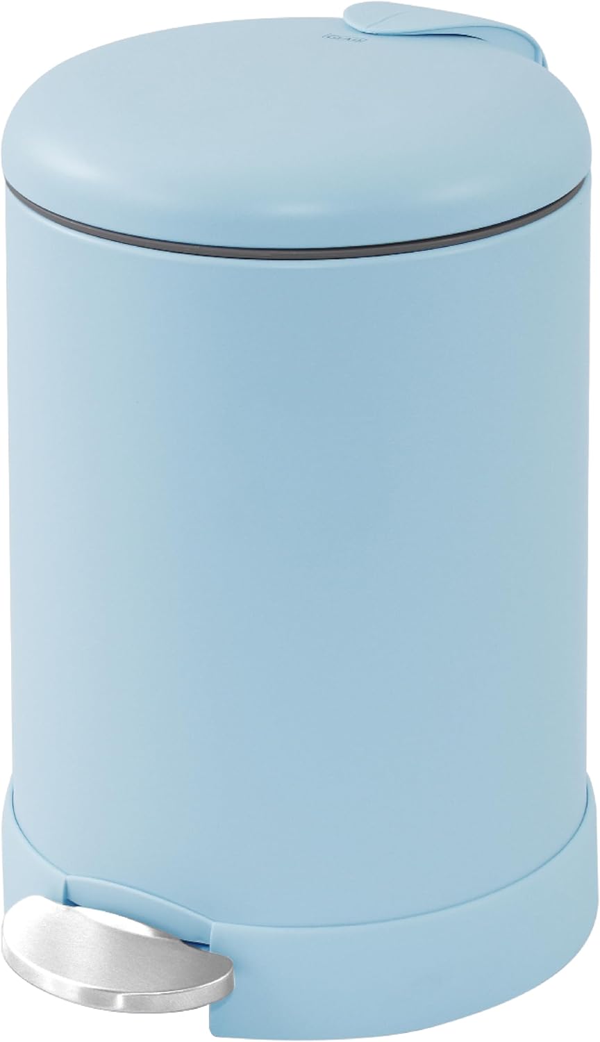Glad Small Trash Can, 1.2 Gallon | Round Stainless Steel Garbage Bin with Soft Close Lid & Step