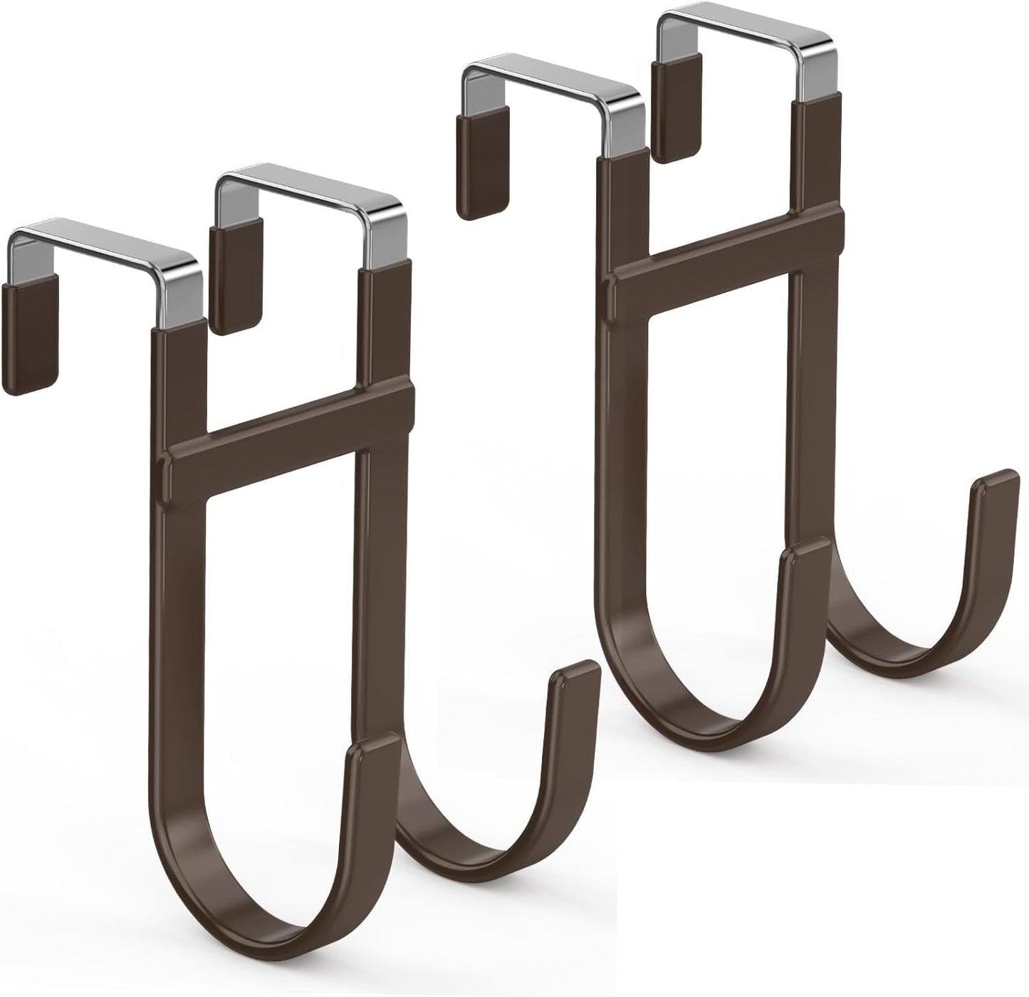 FYY Over The Door Hooks - 2 Pack Heavy Duty Dual-Hook Organizer Hanger with Non-Slip Rubber for