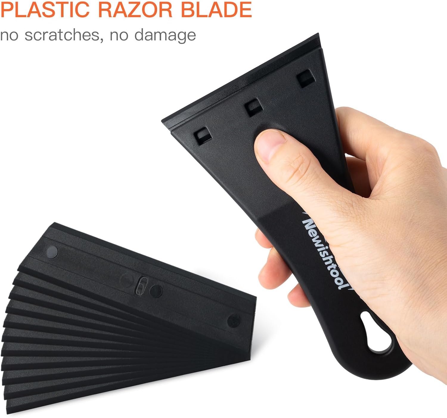 NewishTool Plastic Razor Scraper with 3-Inch Blade, Pack of 2 with 20 Extra Blades for Glue Residue