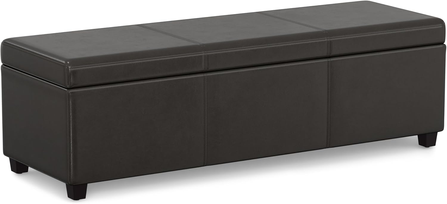 SIMPLIHOME Avalon 54 inch Wide Contemporary Rectangle Extra Large Storage Ottoman Bench in Tanners