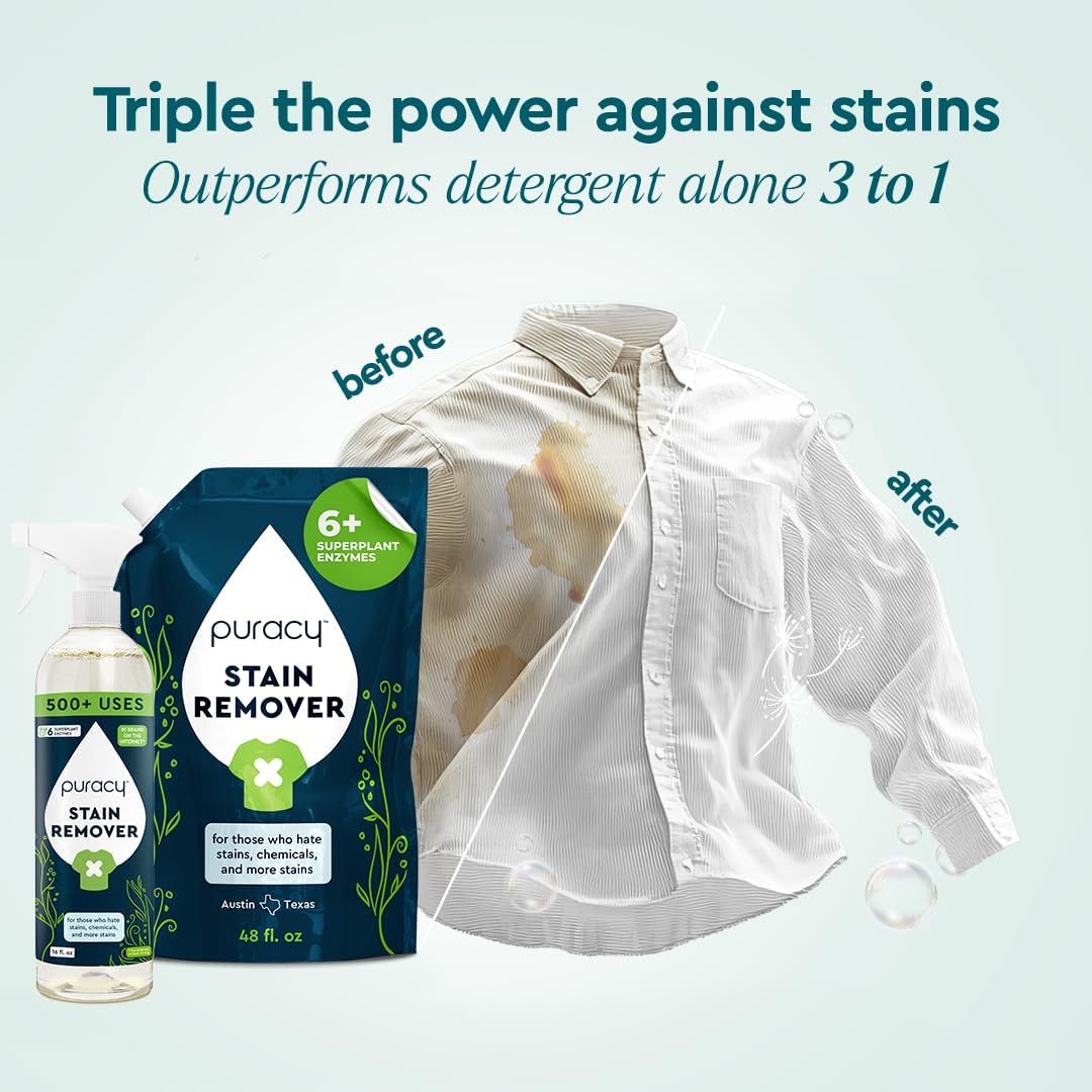 Puracy Stain Remover, Natural Based Travel and Laundry Stain Cleaner for Clothes, Baby Essentials