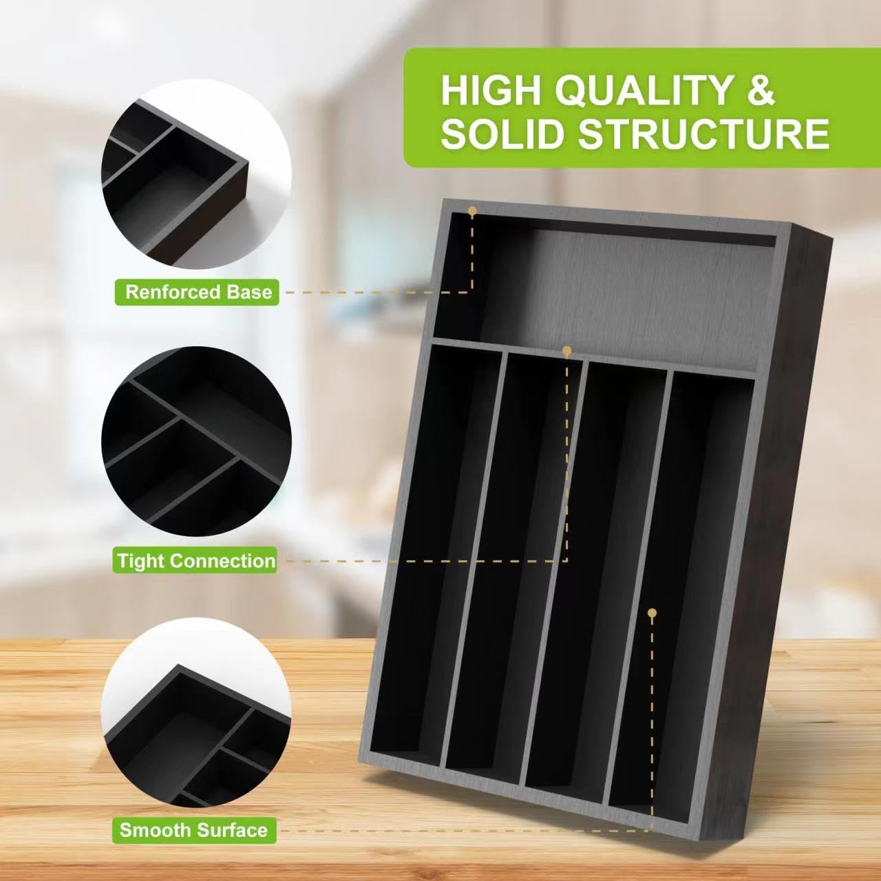 Bamboo Kitchen Drawer Organizer - silverware organizer - Cutlery Tray - Utensil Tray - drawer
