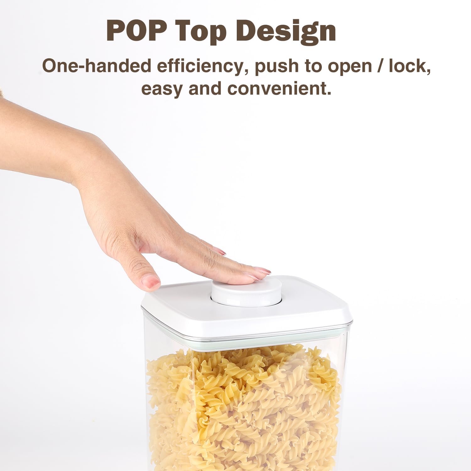 Pop Airtight Food Storage Containers Set with Lids, 6 Pcs Stackable One Button Opening Food
