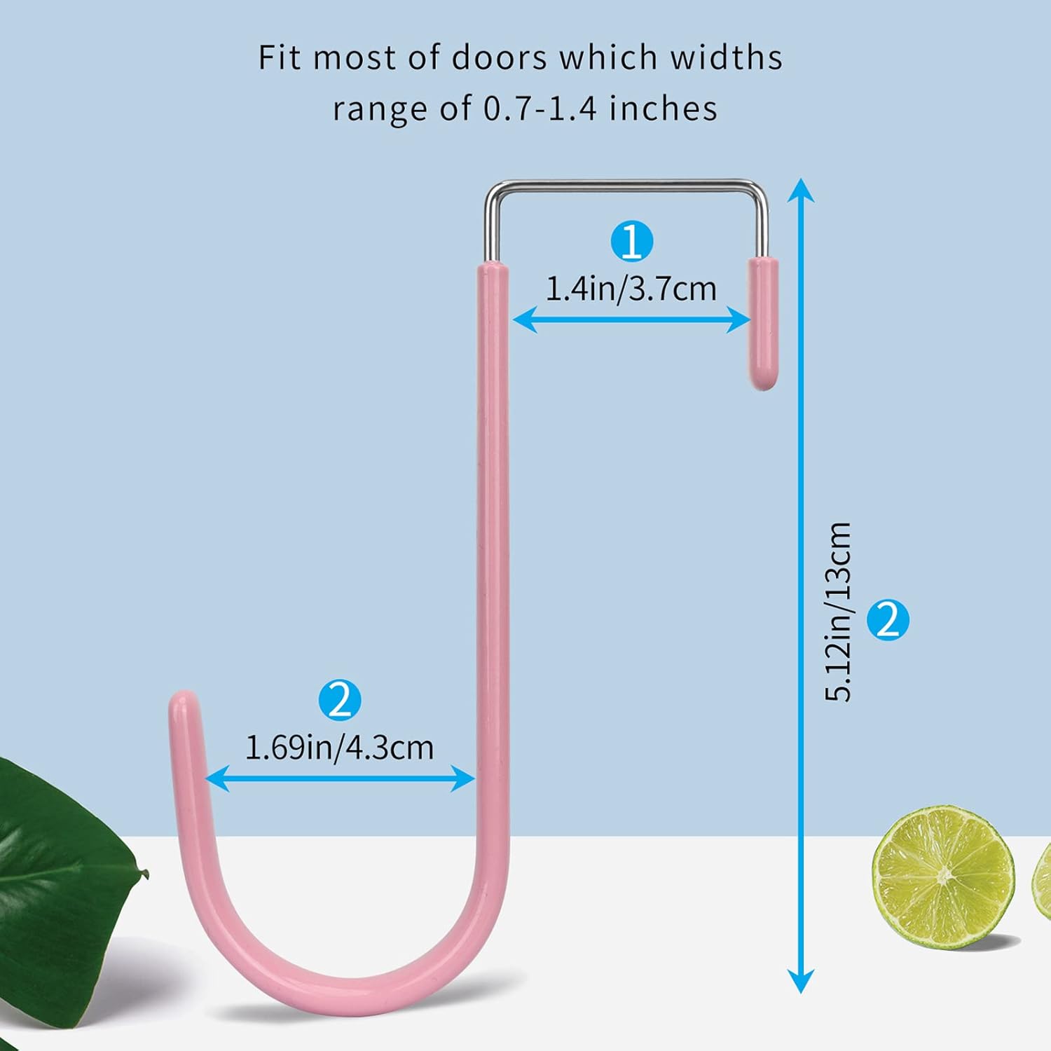 FYY Over The Door Hooks, 4 Pack Door Hangers Hooks with Rubber Prevent Scratches Heavy Duty