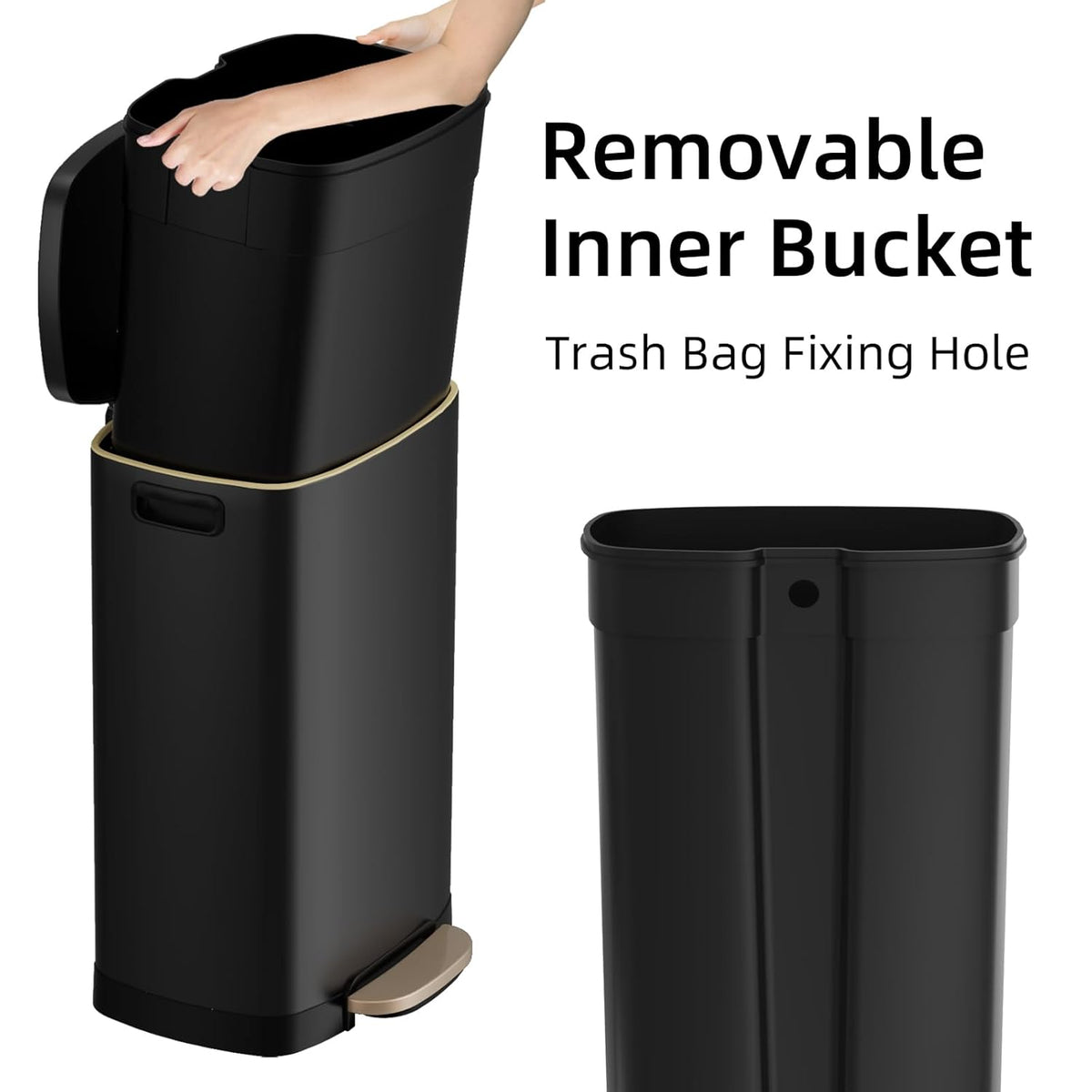 KUK 13 Gallon Kitchen Trash Can with Lid, 50L/13Gal Office Step Garbage Can for Home, Kitchen