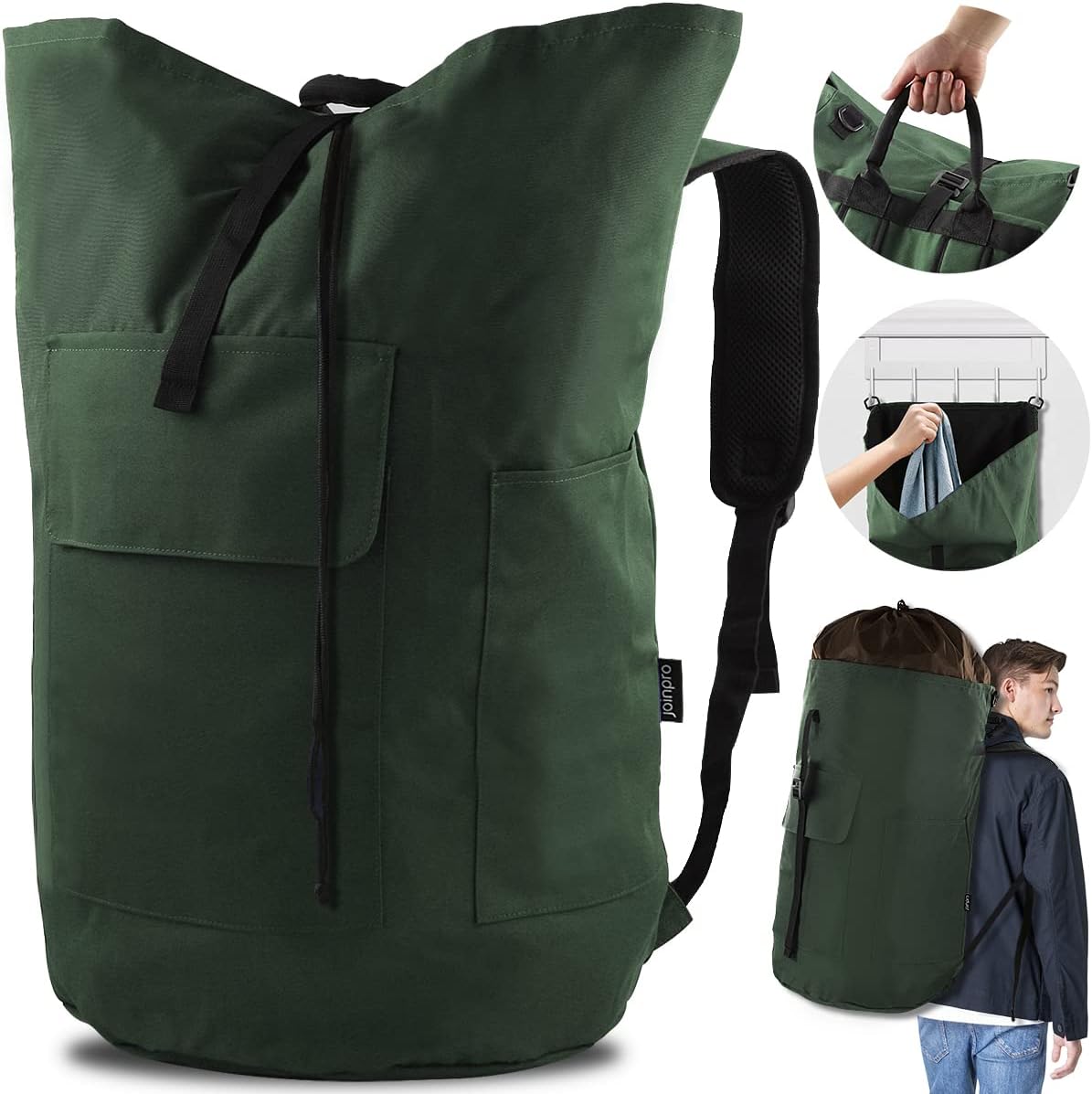 Laundry Bag Backpack, 125L Extra Large Travel Laundry Bags with Shoulder Straps, Adjustable &