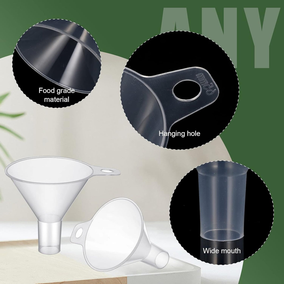4 Packs Small Plastic Funnel for Filling Small Bottles 2.56 Inch Clear Wide Mouth Plastic Funnel