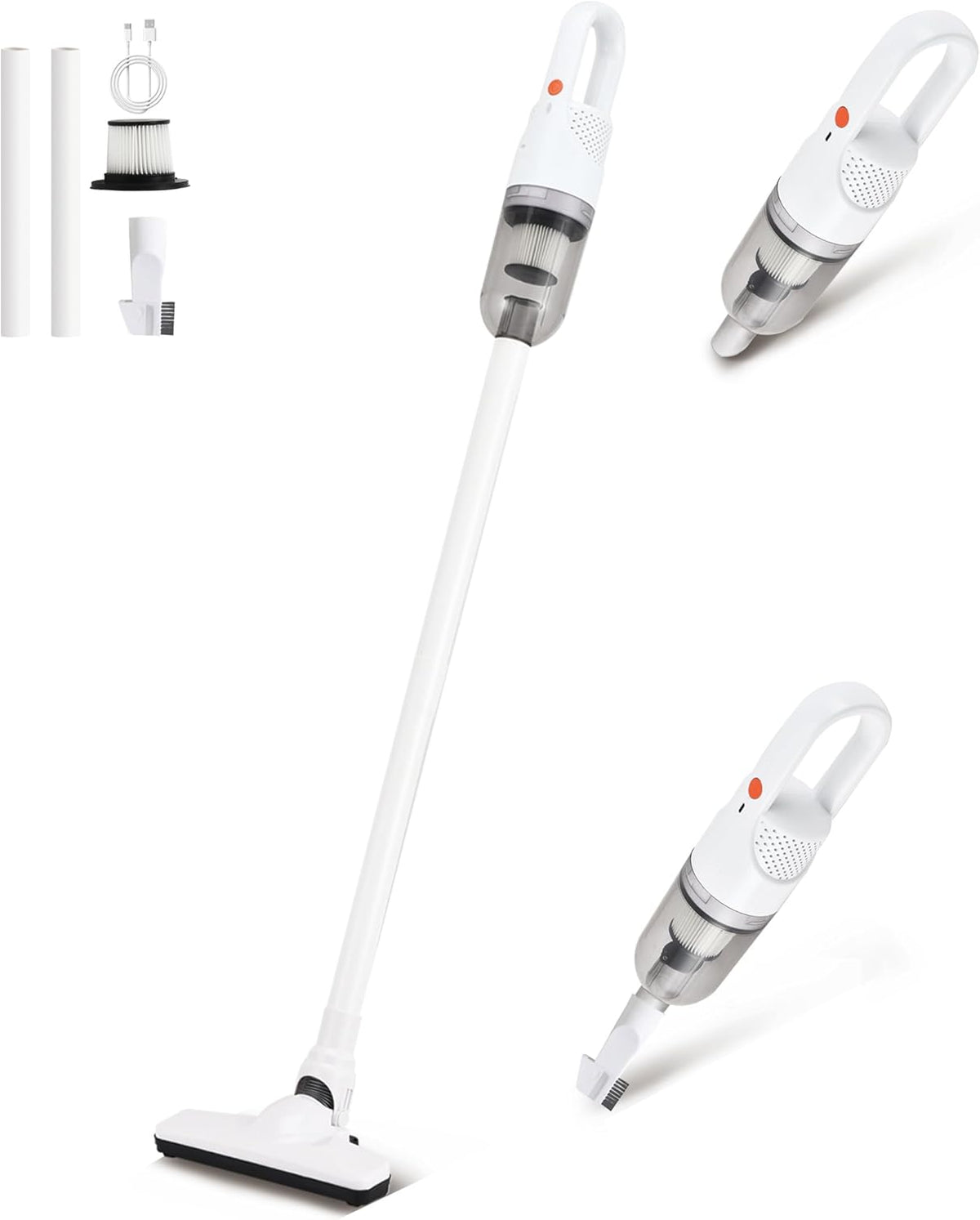 6-in-1 Lightweight Stick Vacuum Cleaner with 100W Powerful Motor, Mini Portable Household Handheld