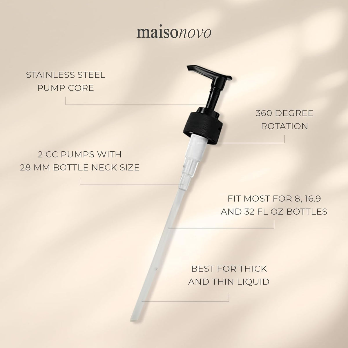 MaisoNovo Soap Pump Replacement - 2X Black Plastic Pumps - Pump Dispenser - Soap Dispenser Pump