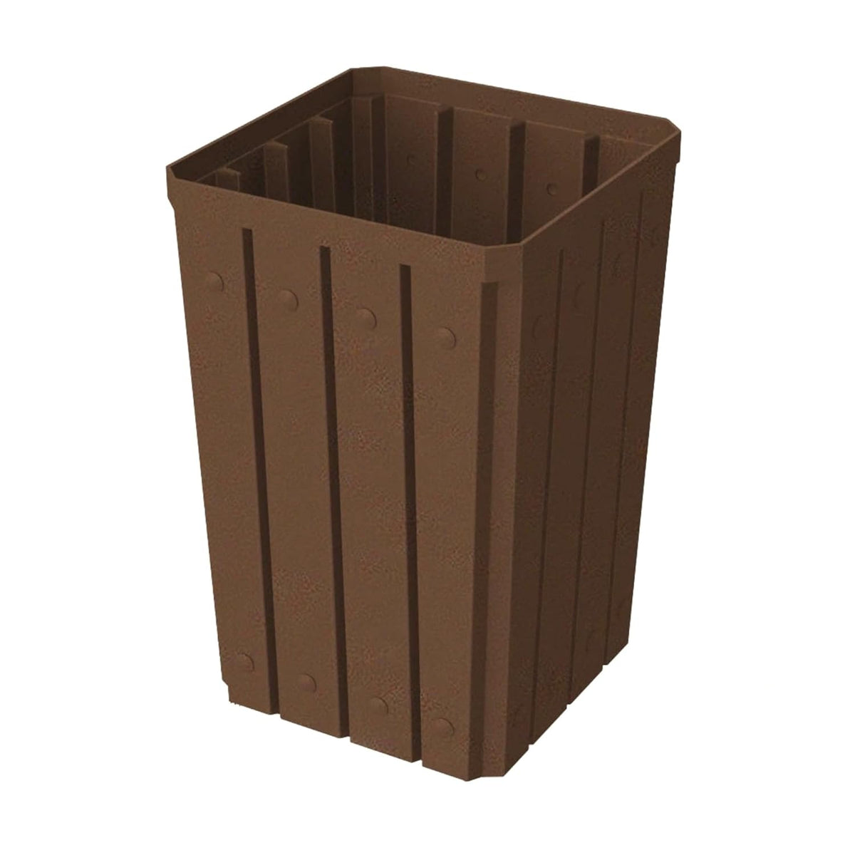 32 Gallon Square Slatted 100% Recycled Plastic Heavy-Duty Commercial Outdoor or Indoor Trash Can